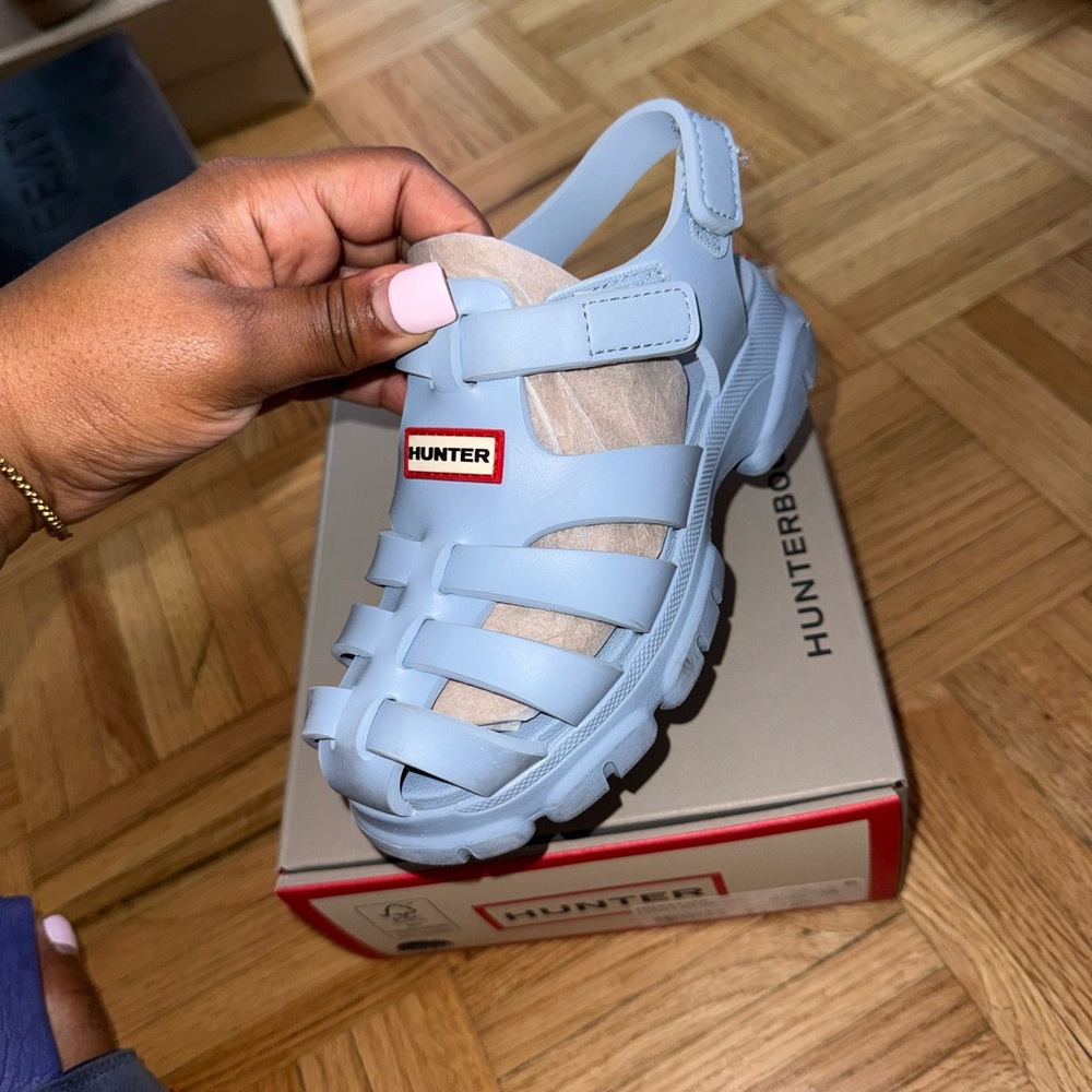 Hunter Kids Light Blue Jelly Fisherman Sandals - Strappy Closed-Toe